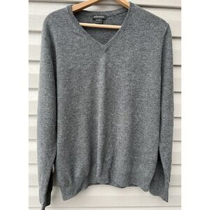 Phenix 100% Cashmere LS  V-Neck Sweater Gray XL EUC